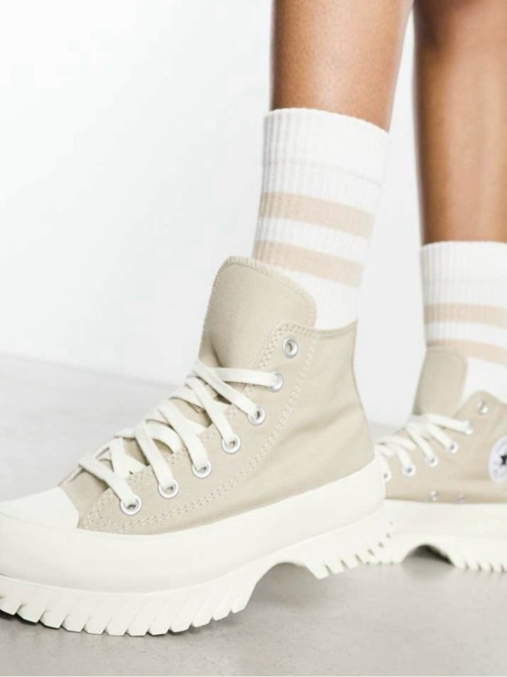 Converse High Top Sneakers - Beige & White - Picture 7 of 7
